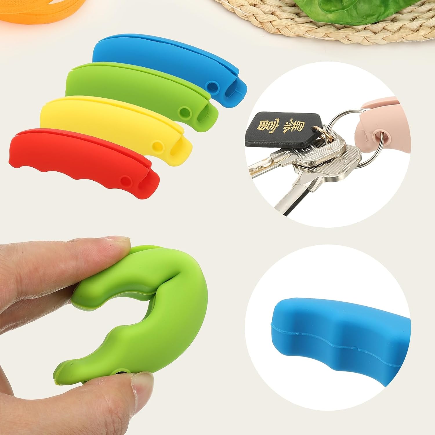 PATIKIL 5Pcs Grocery Bag Carrier Handle Cover, Colored Grocery Bag Carrier Comfortable Silicone Grip Handle Cover for Shopping Garbage Plastic Fabric, Green