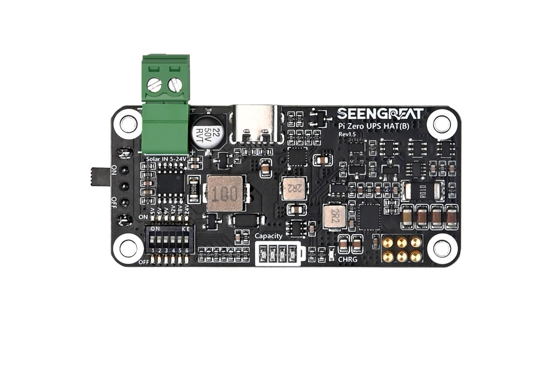 UPS Hat (B) for Raspberry Pi Zero, Solar Input 5V~24V, MPPT Charging, 5V Regulated Output, Smart Ba-ttery Management, Uninterruptible Power Supply for Raspberry Pi Zero Projects