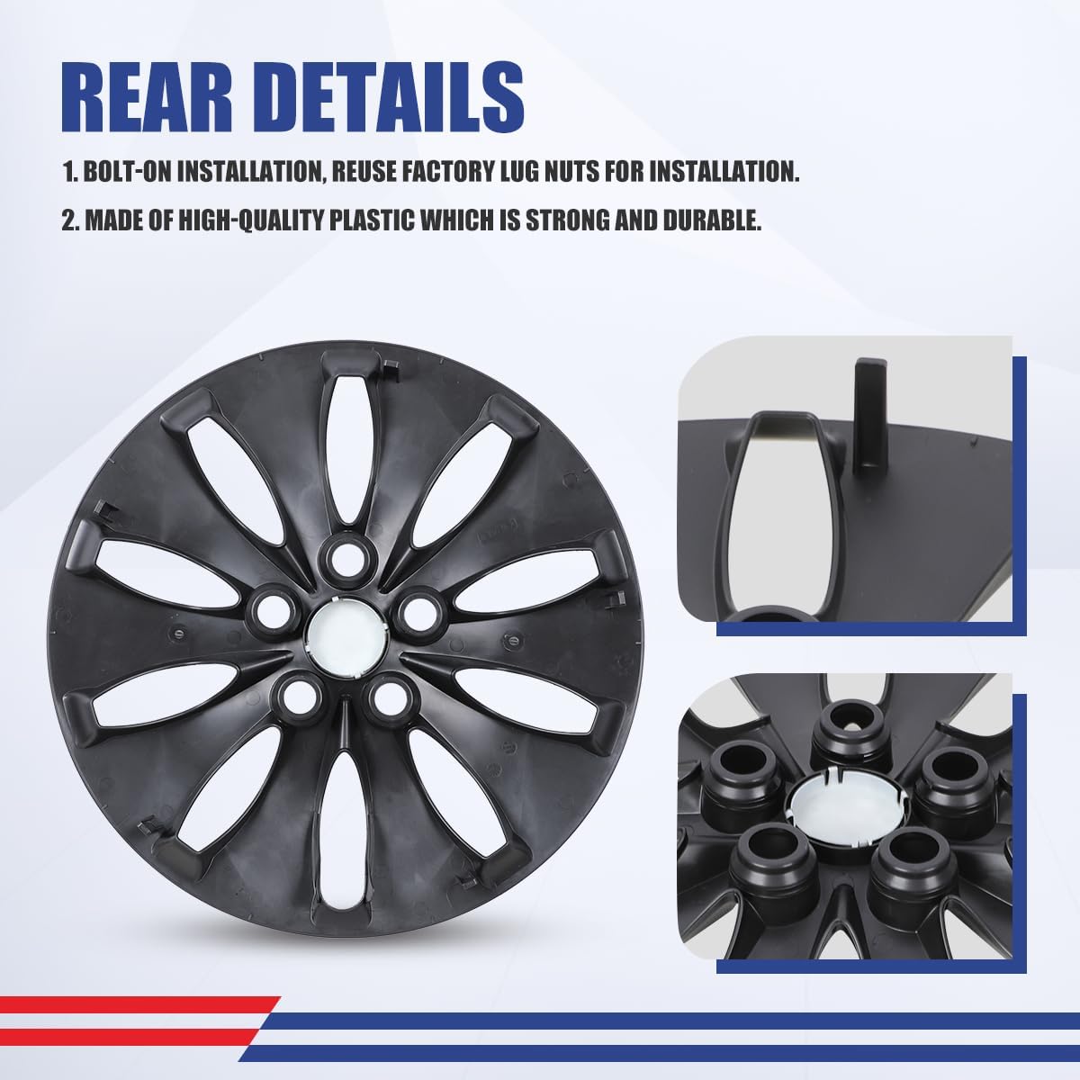 16 inch Wheel Rims Cover for 2011 2012 Honda Accord Sedan, 16" Hubcaps for Accord 2008 2009 2010, R16 Steel Wheels Hub Caps, Bolt On Installation, 4 Packs, Black Lacquer