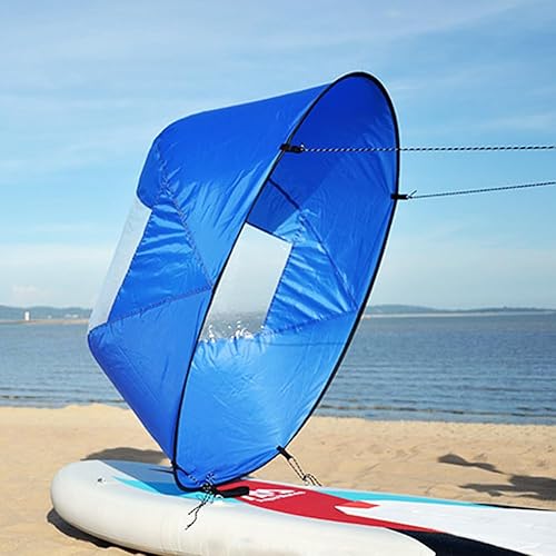 Miniatura 4 de Houseen Vela de kayak, 42 pulgadas, plegable, a favor del viento, para kayak, remo de viento, accesorio de canoa con visión clara para deportes