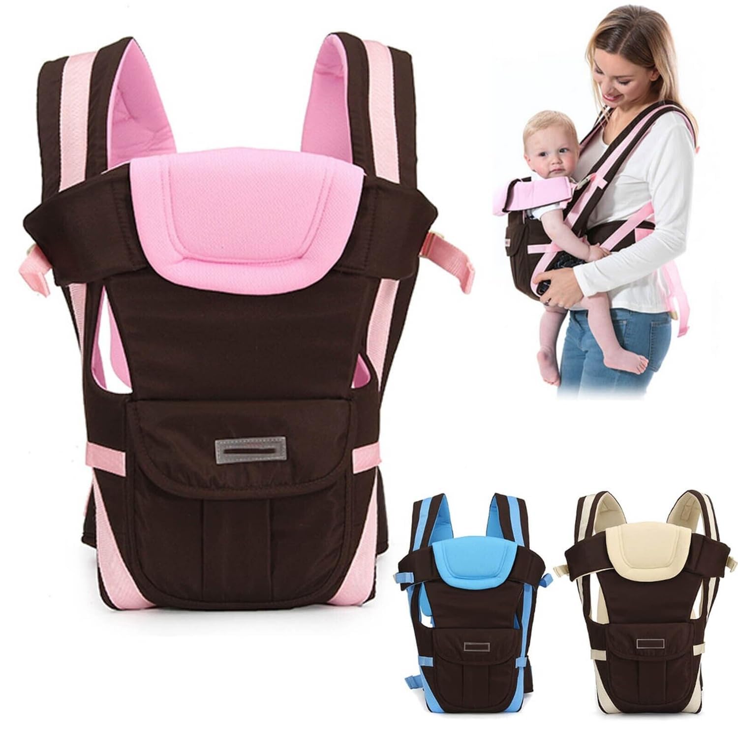AEREX Adjustable Baby Carrier 4-in-1 Infant Carrier Baby Carry Sling Carrier for 3 to 3 Years Baby Honeycomb Kangaroo Bag Toddler Carrier Body Holder Backpack (Multi-Color)