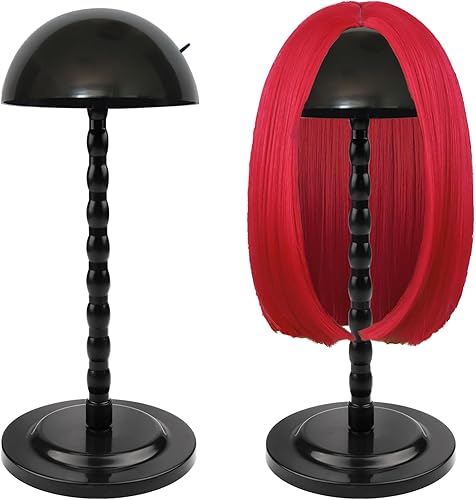 Miniatura 7 de Soporte para peluca, 1 soporte para cabeza de peluca de 13.8 pulgadas, soporte de peluca portátil negro antideslizante, soporte de cabeza de peluca
