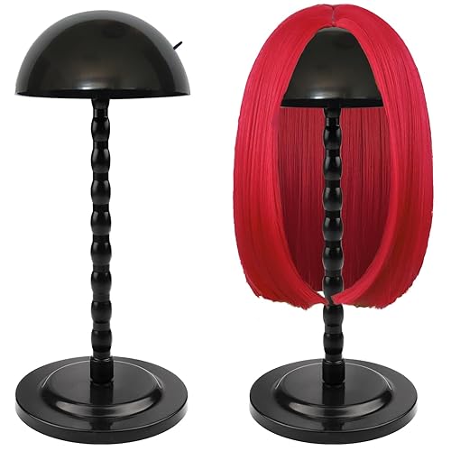 Miniatura 7 de Soporte para peluca, 1 soporte para cabeza de peluca de 13.8 pulgadas, soporte de peluca portátil negro antideslizante, soporte de cabeza de peluca