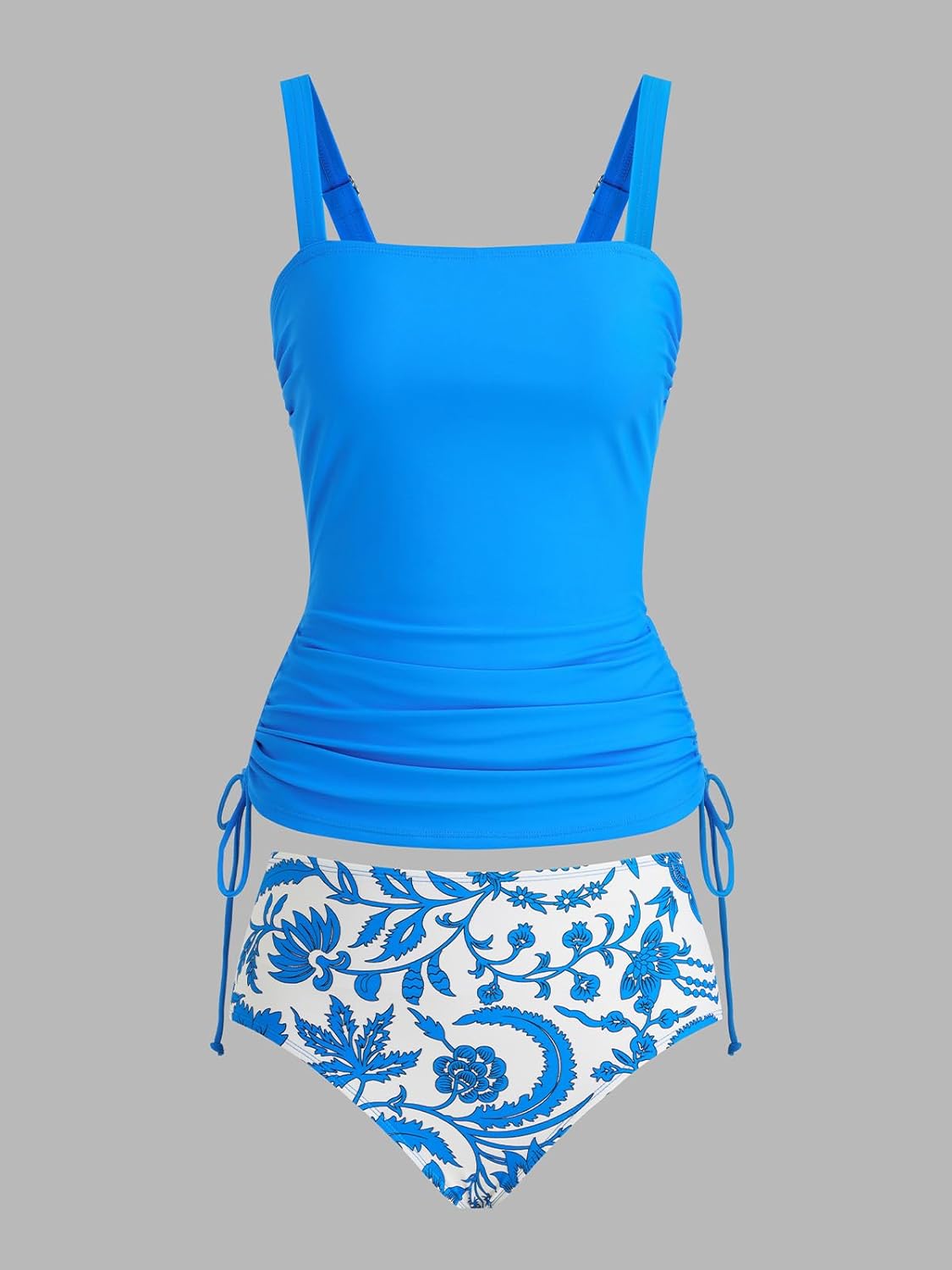 CUPSHE Women's Tankini Sets Square Neck High Waisted Two Piece Bathing Suits Adjustable Straps Drawstring Swimwear - Image 6