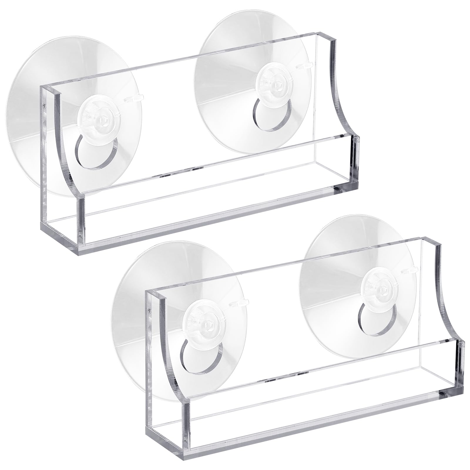 Briwooody Window Mount Business Card Holder with Suction Cups Acrylic Single Pocket Organizer Clear Card Holder Acrylic Display Storage for Home