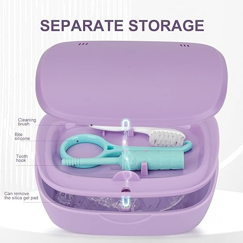 Miniatura 2 de Denture Bath Box CupWith mirror Dental braces Kit Portable Retainer CaseFalse Teeth Storage Box HolderWith braces chewable tablets Braces removal