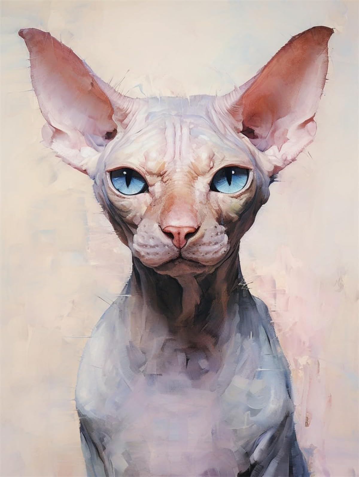 RKFLGEW Kit De Bordado De Cuentas Diy Retrato De Animal De Gato Sin Pelo Patrón De Bordados Con Cuentas，Kit De Bordado Con Cuentass，Juego De Perla Para Colgar En La Pared En 3D 40x50cm
