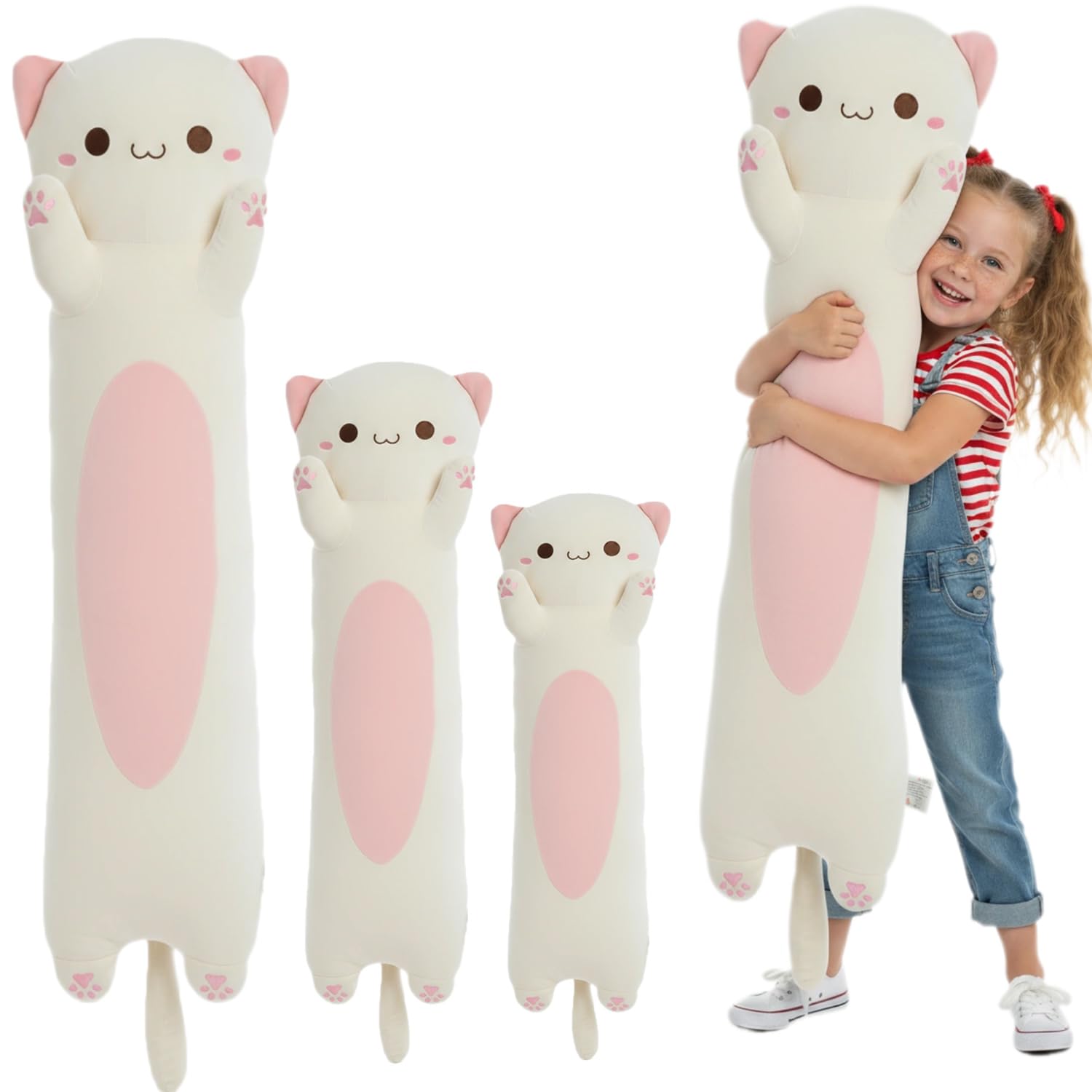 Kekeso Long Cat Plush Toy,Soft Cat Plush Pillow Stuffed Animal for Kids & Adults