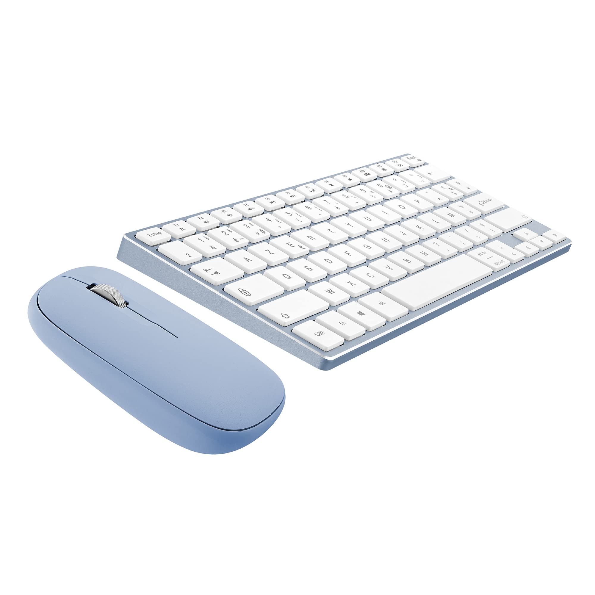 T’NB Clavier et Souris sans Fil Bluetooth, Clavier Aluminium, Design Coloré, Rechargeable Haute Autonomie, Souris Silencieuse, Compatible Windows – Bleu