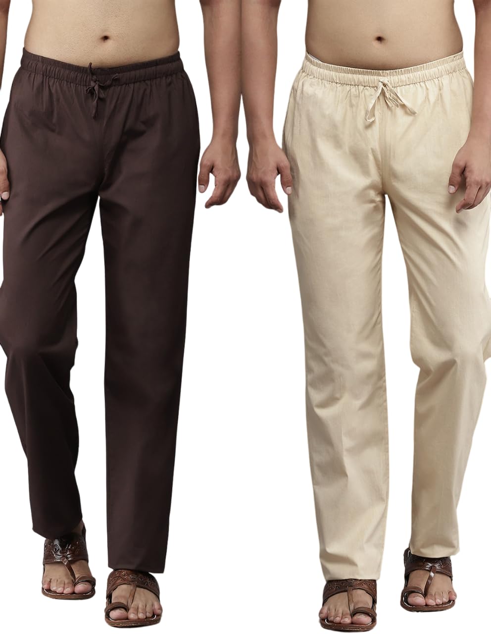 Men’s Solid Pure Cotton Combo Pyjama Pack of 2 – Elasticated Waistband, Two Side Pockets, Comfortable Lounge Pants