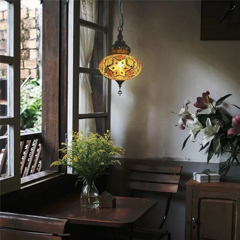 Lampe suspendues éclairage coloré et lumière blanche chaude en verre