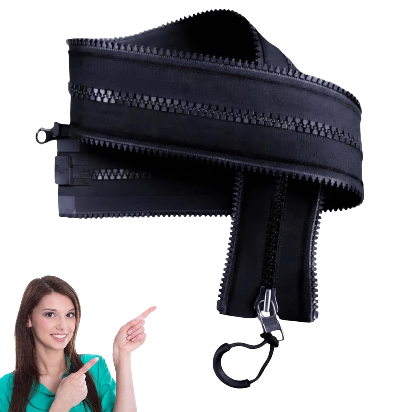 Extensor de Cremallera Universal de 24 Pulgadas (para Chaquetas/Abrigos) | Conector Desmontable | Pieza de Repuesto para Cremalleras | Herramienta de Reparación para Ropa, Bolsos y Equipaje (2, 60CM)