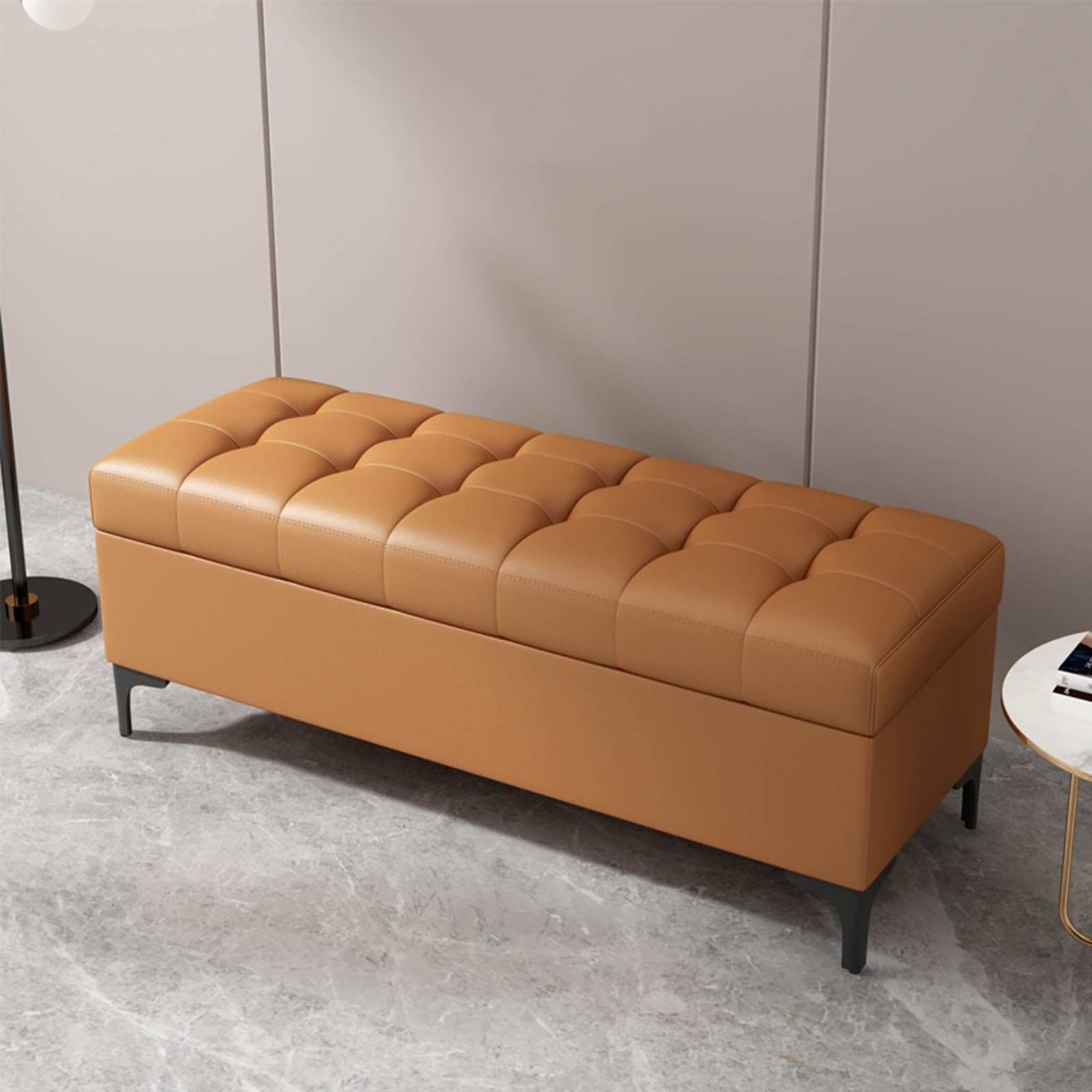 GHFXSCV Elegant Storage Pouf for Bedroom and Living Room - Versatile Rectangular Footrest, Shoe Bench, Stylish, Comfortable Foot Stool, Perfect Space Saver