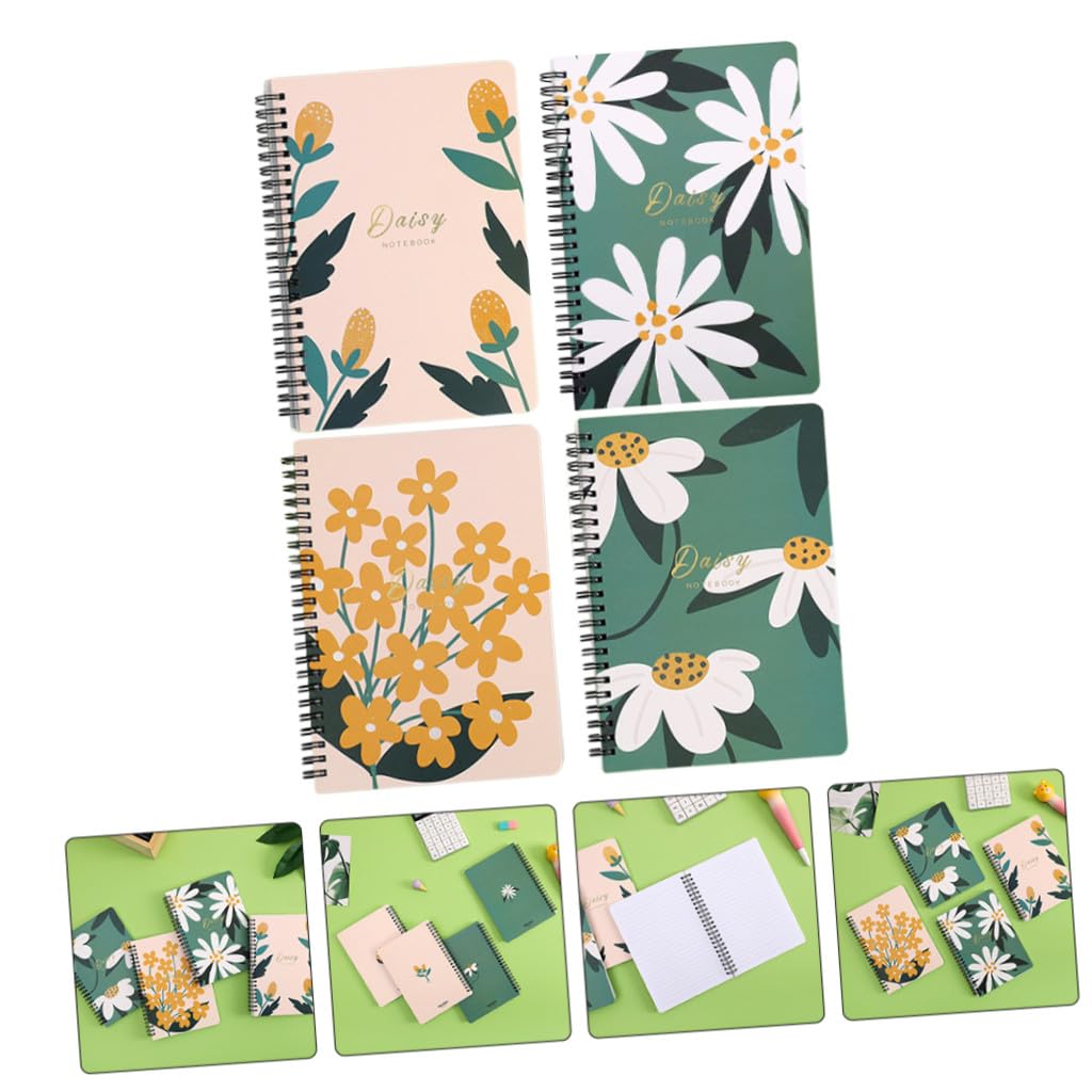 Uonlytech 4 Pezzi Quaderni Spiralati con Design Note Book per Pianificazione per Ufficio e Studio Carta Spessa e Copertina Resistente