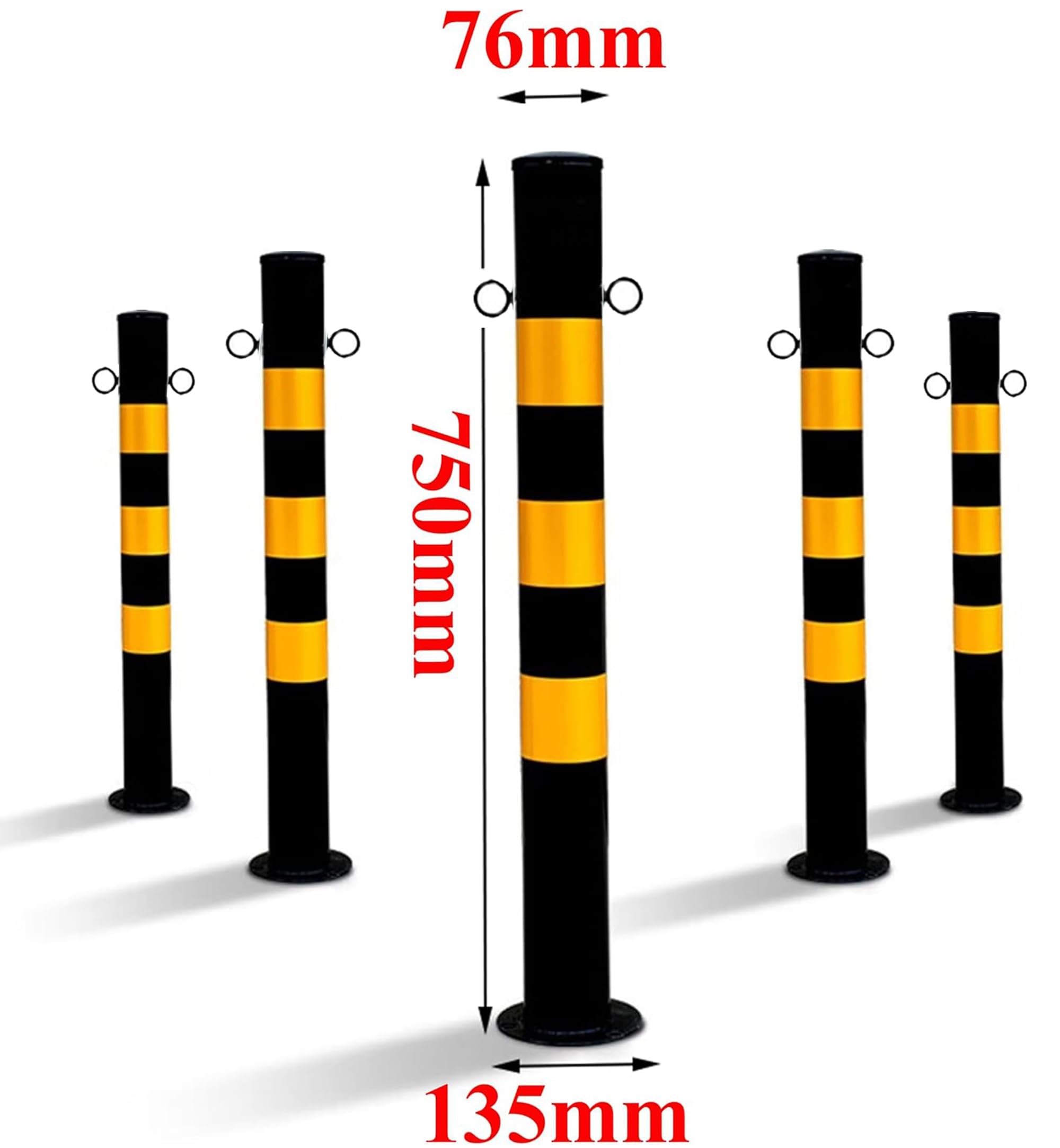 Postes de Seguridad para Tráfico, Negro y Amarillo, con Tornillos de Montaje, Set de 2