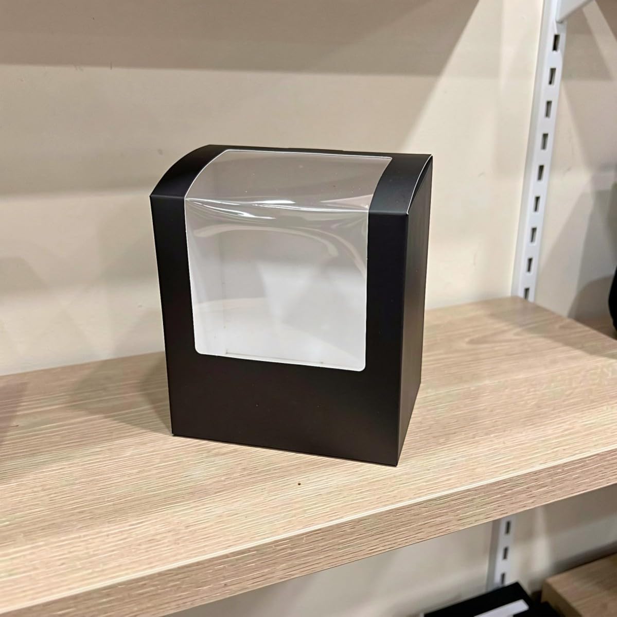 Luxshiny Square Hat Packaging Box Black Paperboard 10pcs with Window