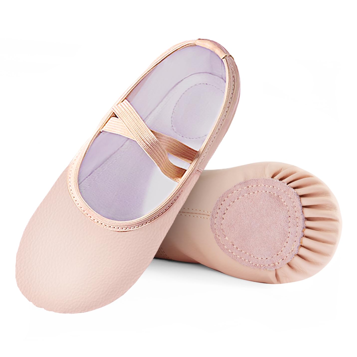 Kids Ballet Slippers, Split Sole Practice Dance Shoes for Toddler, Girls Yoga Flat Shoes (Skin Tone,Toddler, Numeric_7_Point_5)
