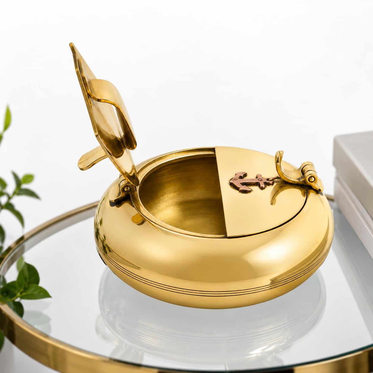 Premium Brass Ship Porthole Ashtray with Lid | Nautical Decorative Ashtray | Vintage Marine Style Tabletop Ash Holder | Luxury Home & Office Décor Gift-picture-21