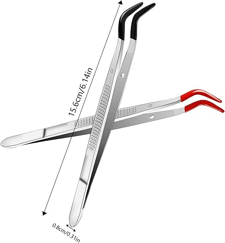 Miniatura 4 de 2 pinzas para manualidades con puntas de goma, pinzas adhesivas de metal, pinzas en ángulo curvadas con revestimiento de PVC suave, anti-adherentes,