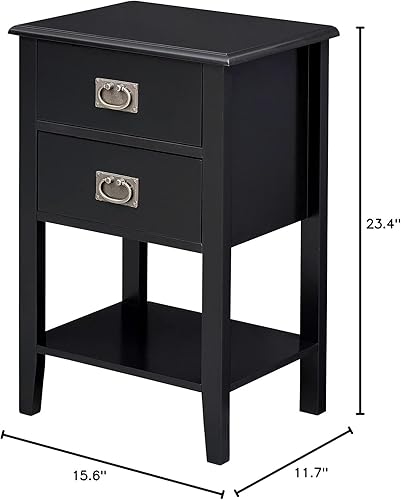 Miniatura 17 de VECELO Mesitas de noche para sala de estar con tres cajones de almacenamiento, muebles de acento vintage para espacios pequeños, patas de madera