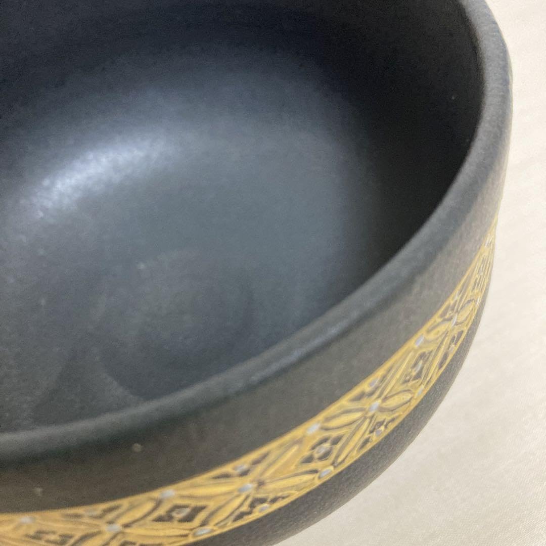 茶道具茶碗畦元紀秀黒地七宝尽紋茶碗陶芸工芸品
