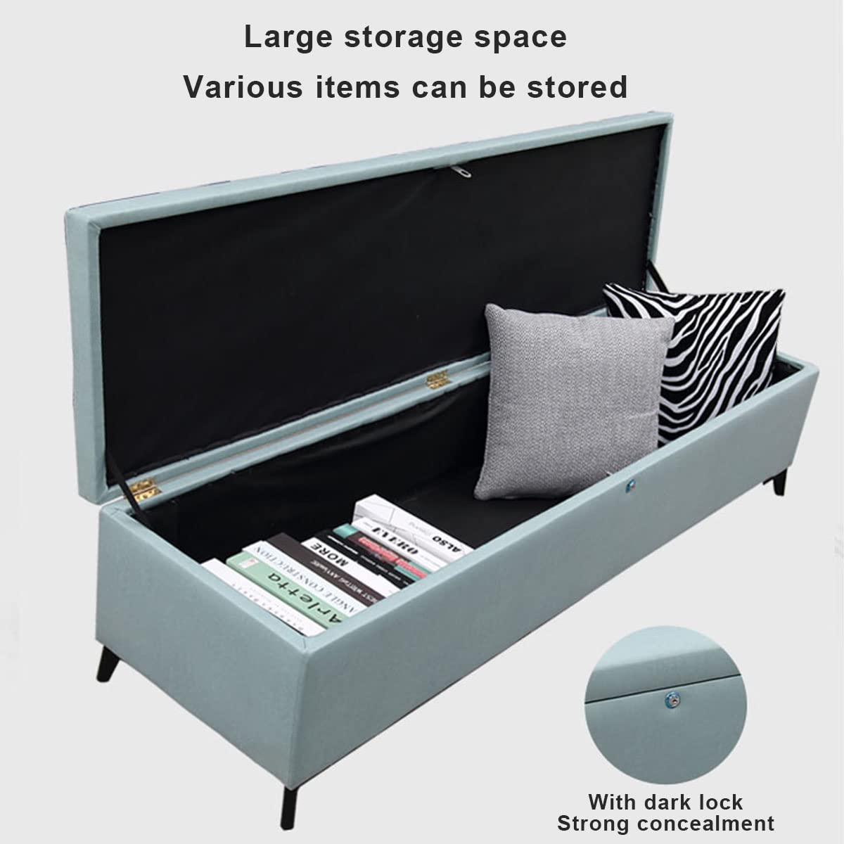 Banco de Almacenamiento Industrial con Tapa abatible, Banco para Zapatos Largo, Taburete tapizado para Cama con Asiento Acolchado y Estante (A 120 x 45 x 40 (47,2 x 17,7