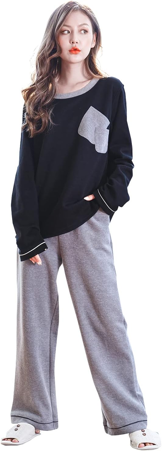 [Luanna Jena] ルームウェア レディース パジャマ 秋 冬 春 トップス & ロングパンツ 2点セット