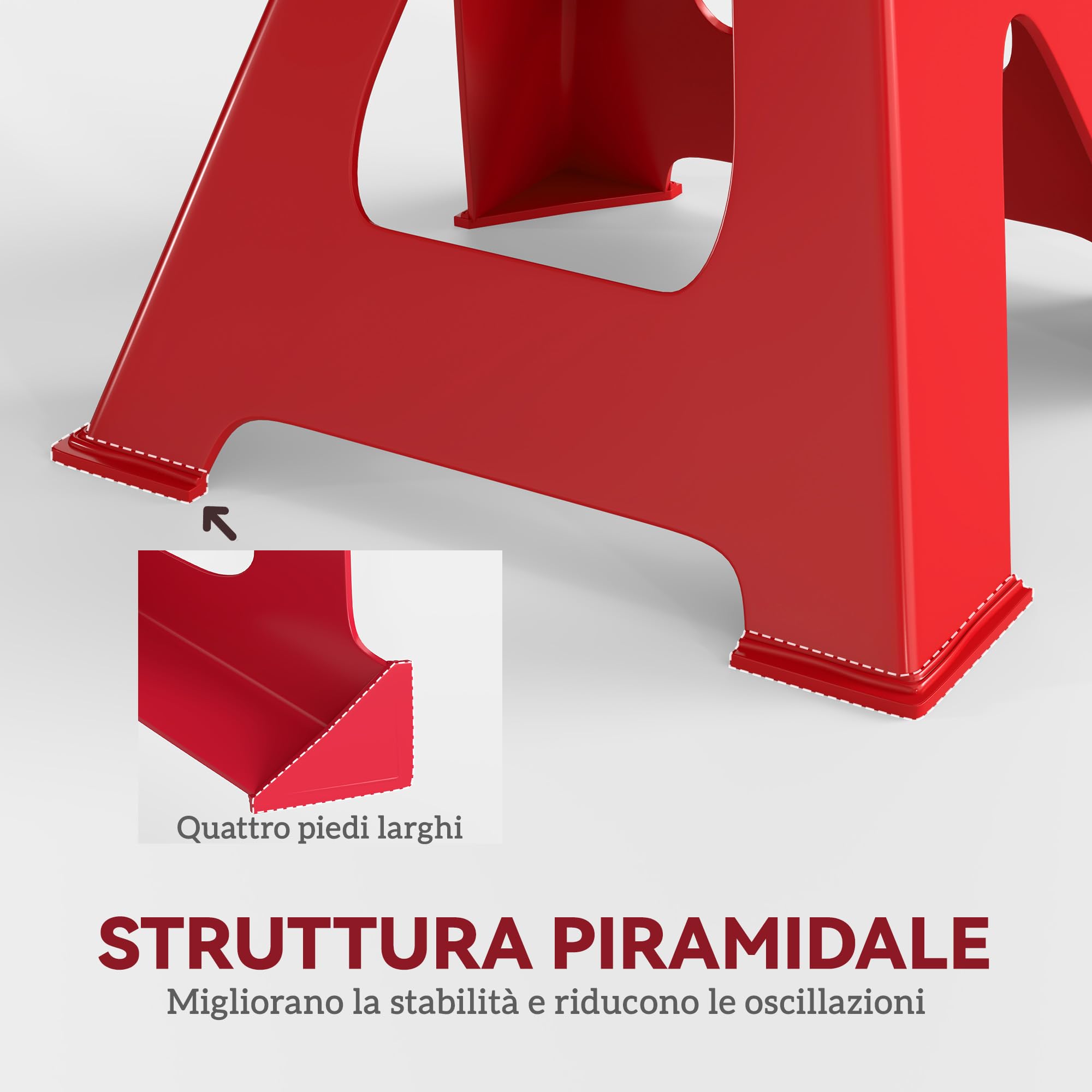 HOMCOM Set di 2 Cavalletti per Auto 6 T Totale, Coppia di Cavalletti di Sostegno con Altezza di Sollevamento Regolabile da 38.5-60 cm, in Acciaio al Carbonio e Ghisa, Rosso e Nero