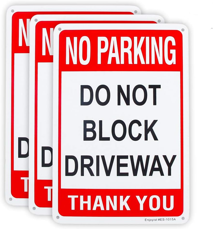 3 Pack No Parking Do Not Block Driveway Sign 10"x 7" .04" Aluminum Reflective Sign Rust Free Aluminum-UV Protected and Weatherproof