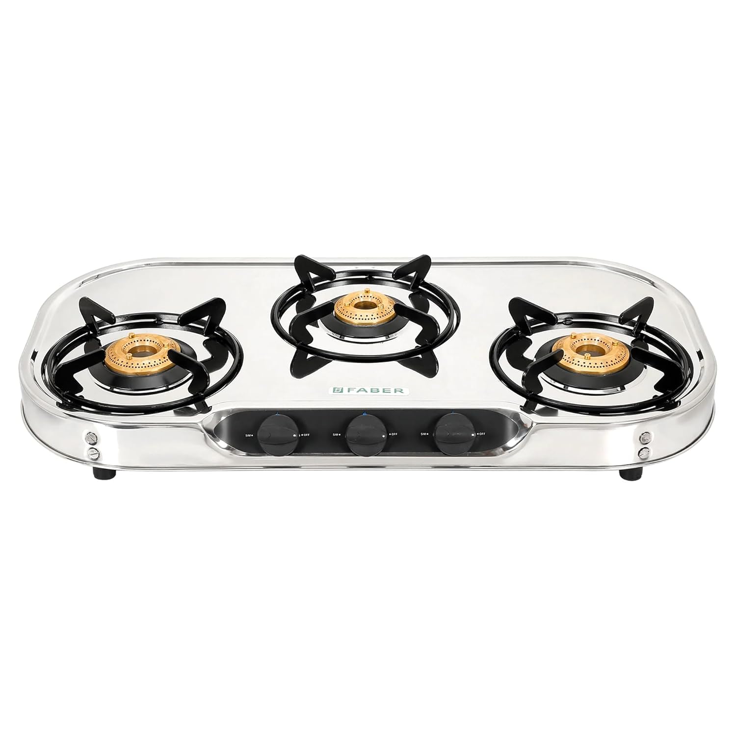high efficiency 3 Brass Burner gas stove|| Stainless Steel|| ISI Certified gas stove, Manual Ignition, (COOKTOP CRYSTAL 3BB SS) 2 year comprehensive warranty