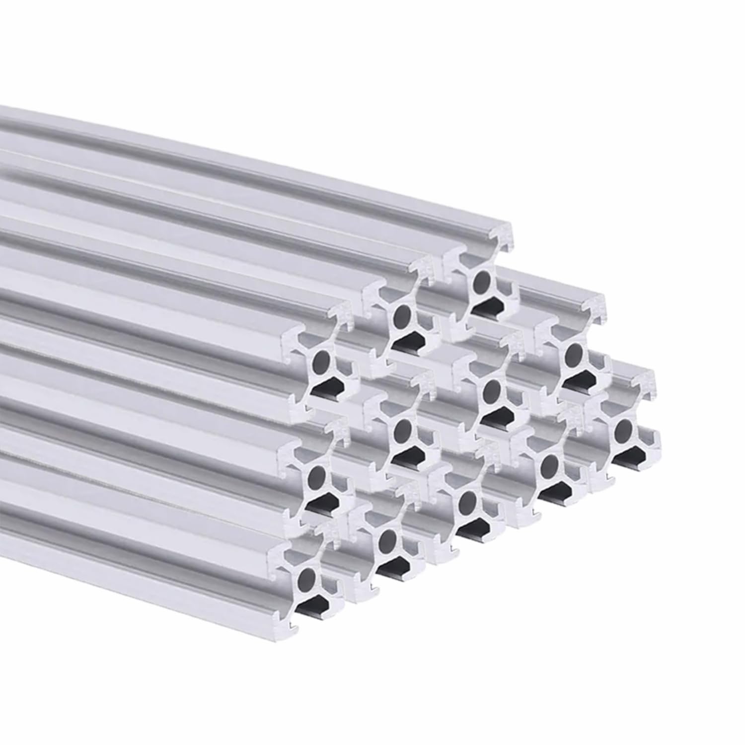 12 Piezas Perfiles De Aluminio 2 x 2 Cm,20 Cm-1.5mm,Perfil De Construcción Ranura 8 Estándar Europeo,Riel Lineal Aluminio Anodizado,Para Impresora 3d y Máquina Grabado Láser Cnc Diy,(Plata Brillante)