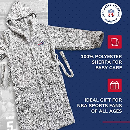 Northwest Nfl Unisex Plush Hooded Robe With Pockets- Ultra Soft Sherpa Gift Loungewear For Men And Women (Buffalo Bills - Gra #TOP5