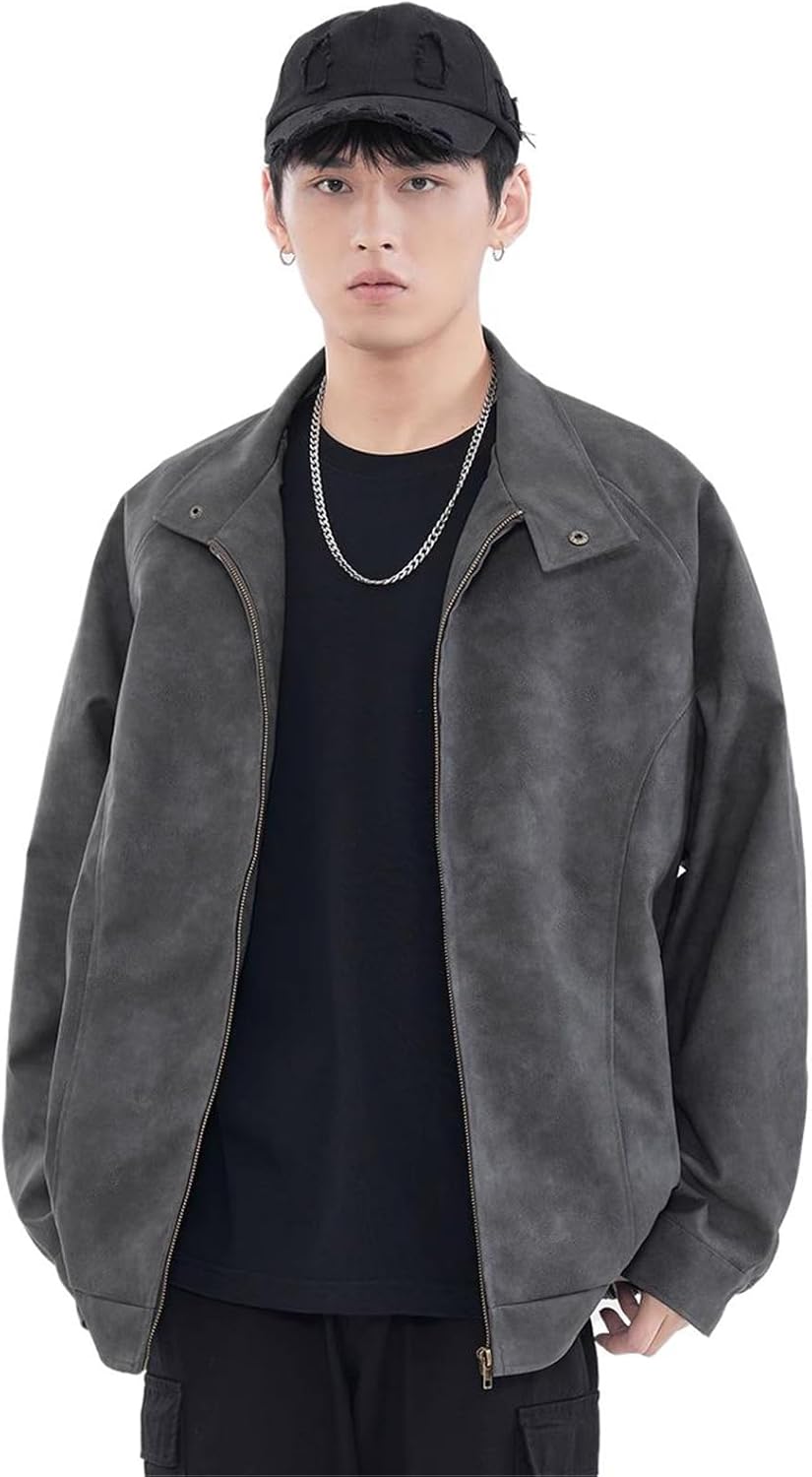 American retro leather jacket men's spring and fall biker leather casual Coat