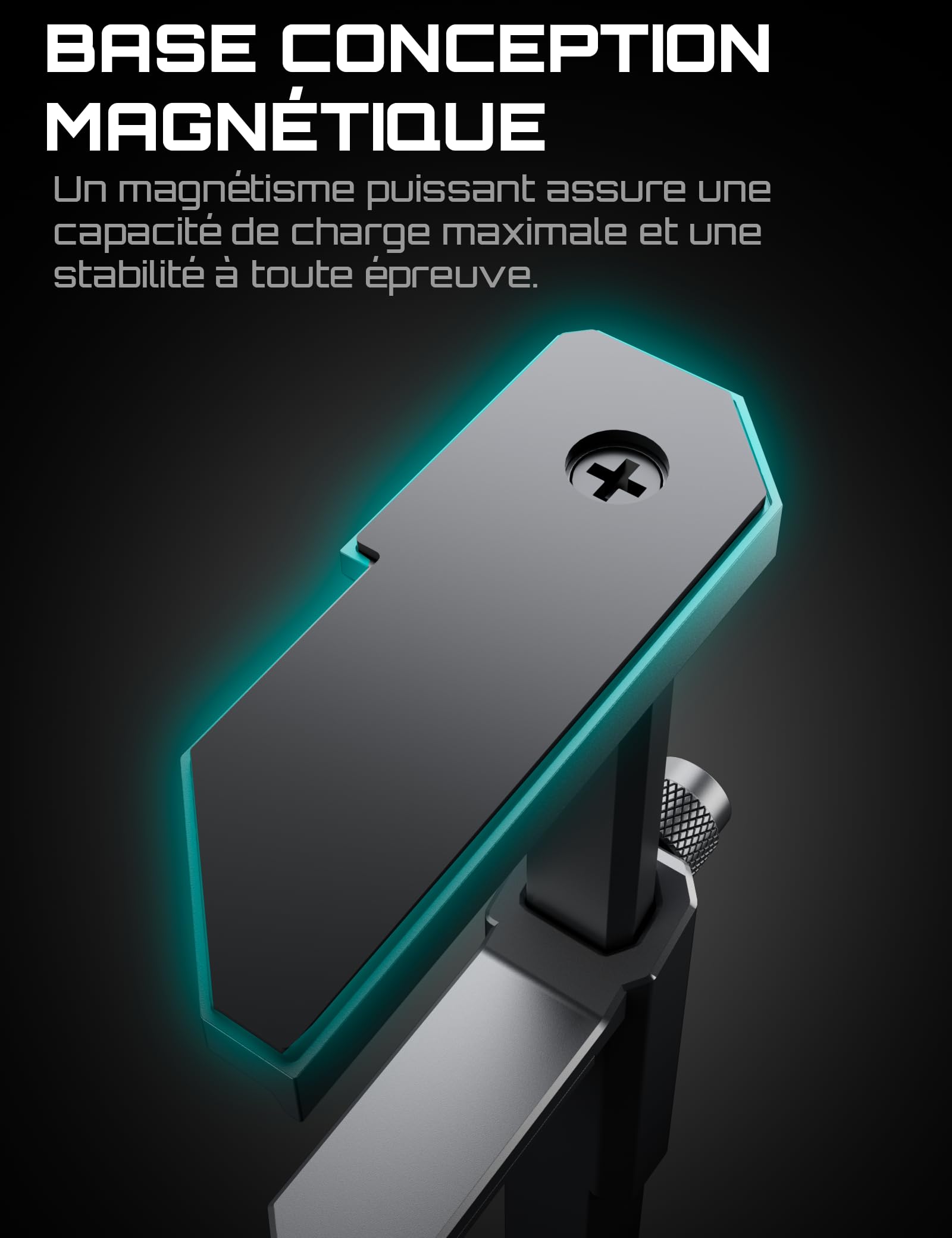 upHere GH07 Support GPU Alliage de Zinc Hauteur Réglable Carte Graphique Base Magnétique Patin Caoutchouc 18-160mm Noir