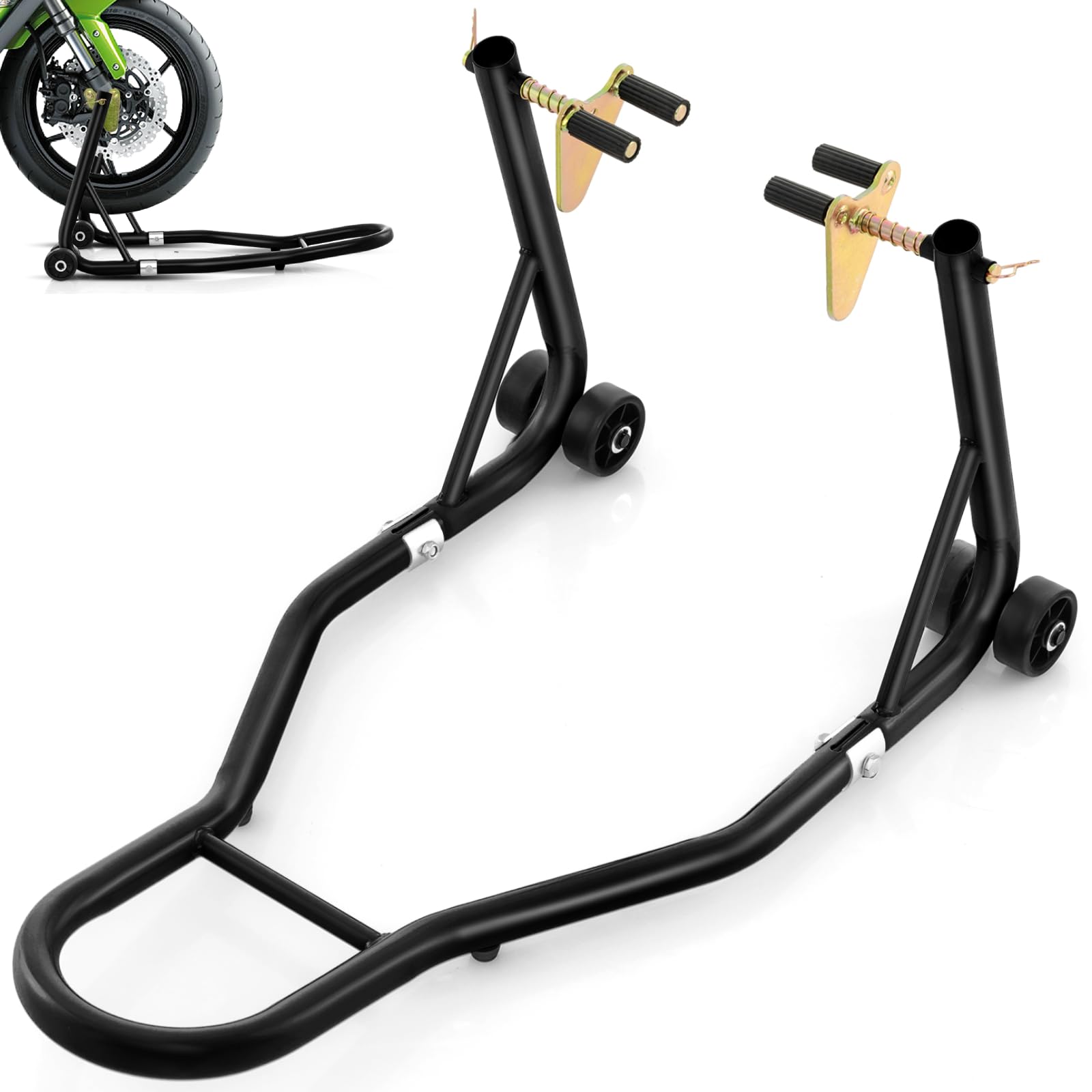 GiantexUK Cavalletto anteriore regolabile su ruote, in metallo resistente, per officina, garage, officina, officina, officina (nero)