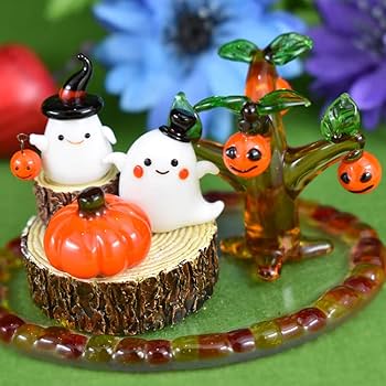 Amazon.co.jp: かわいい手作り ガラス細工 ハロウィン おばけ