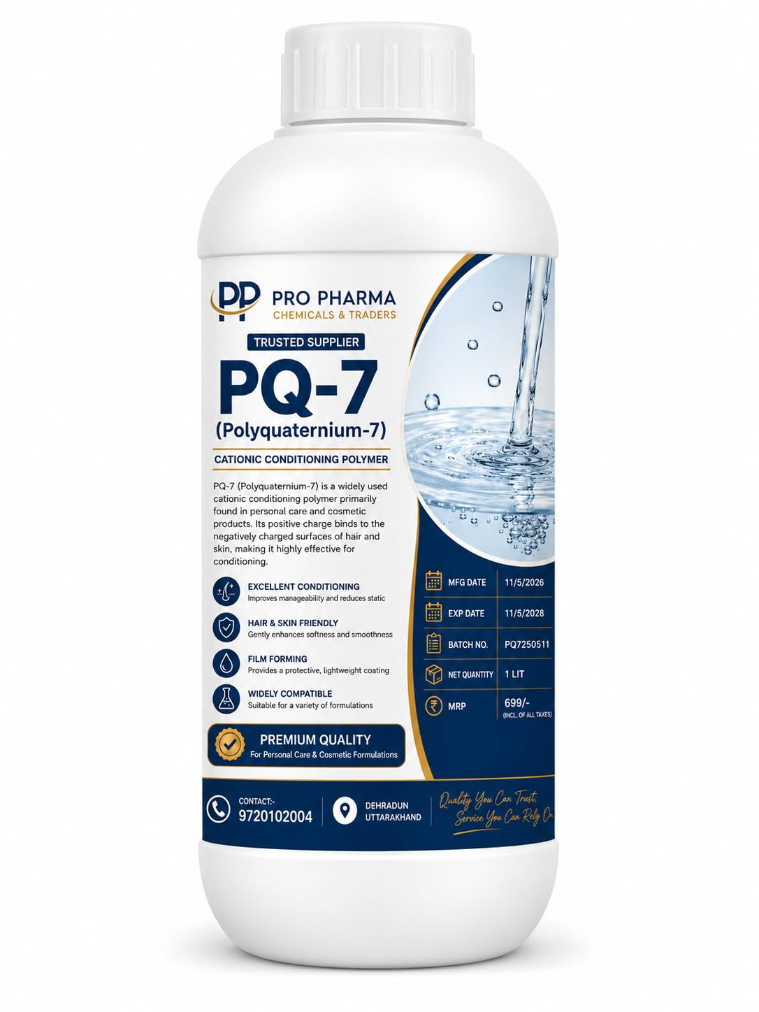 PQ-7 Polyquaternium-7 Cationic Conditioning Polymer, Hair & Skin Care, Film Forming, 1 Litre-image-28