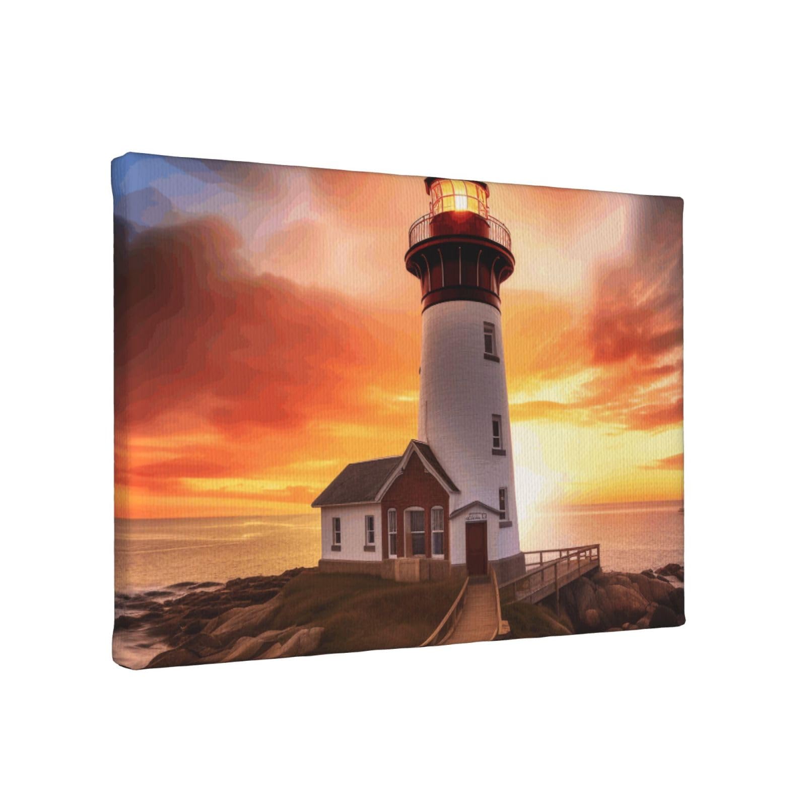YKLJG Sunset Printed Wall Art Canvas Painting 30x20 CM Wooden Framed Picture Painting Artwork Prints for Bedroom Kitchen Home Office Decor