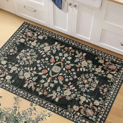 Tapete MUJOO Small Rug Lavable Negro 2x3 Pies