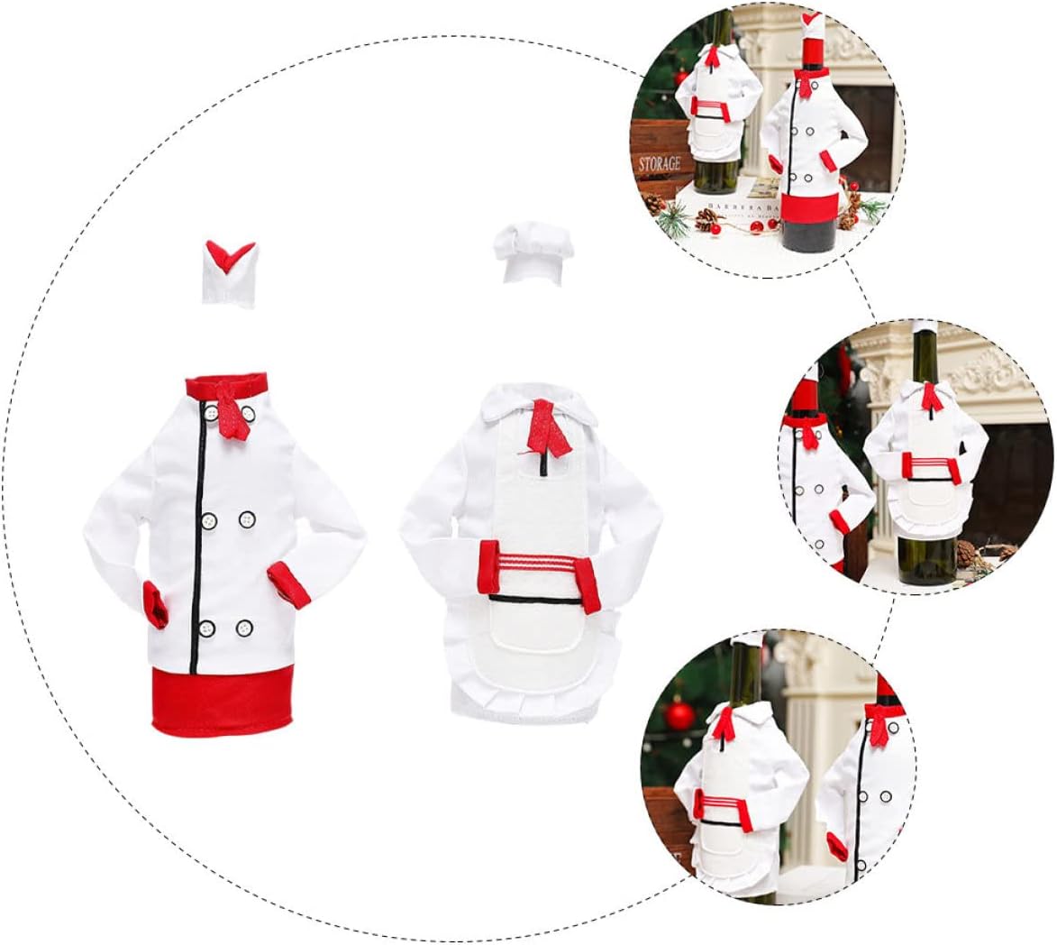 2 Sets Xmas Culinary Clothing Bottle Decor for Wine Bottles Christmas