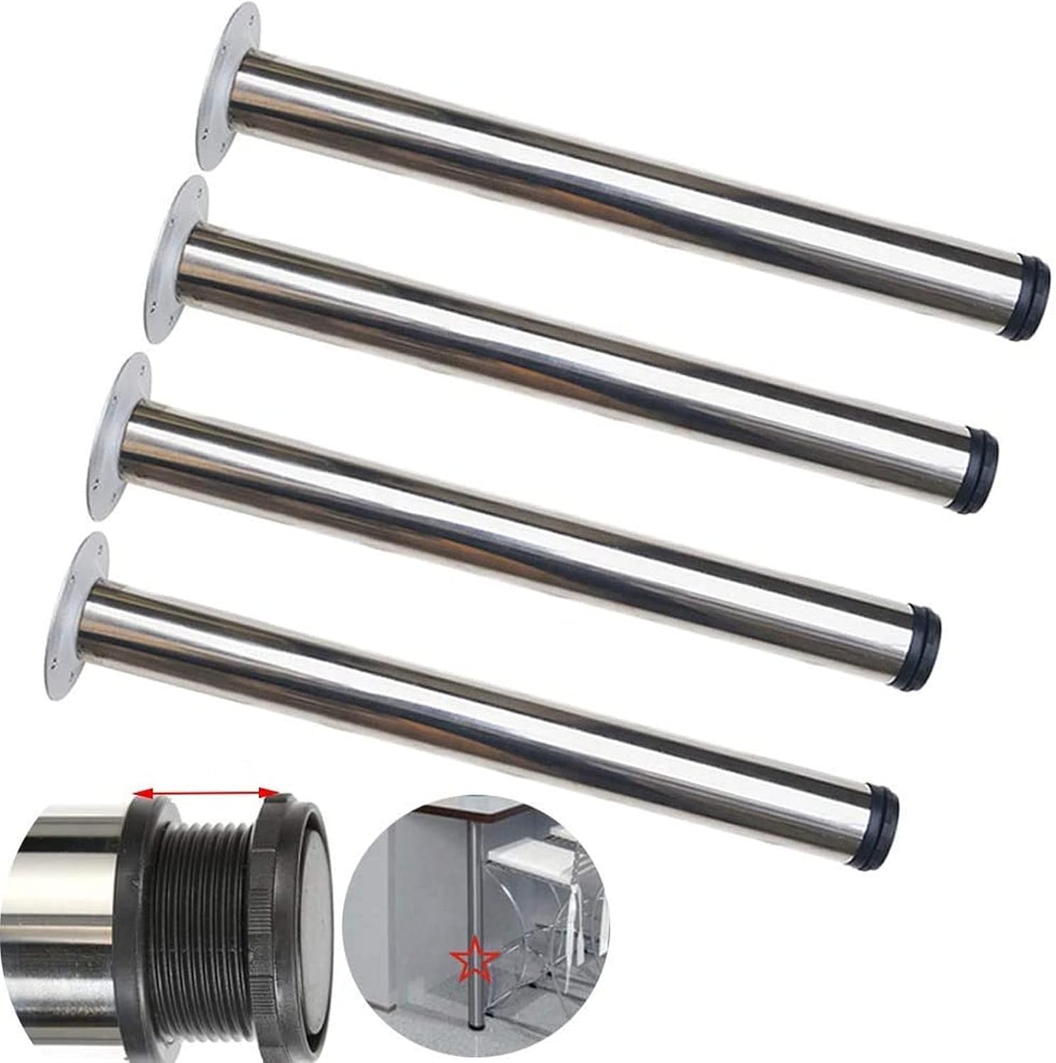 XLYYHZ Metal Furniture Legs, Stainless Steel Furniture feet, Adjustable Support feet