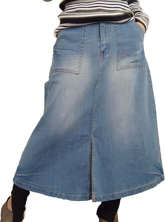 Amazon ケージービー K G B デニムスカート ベイカー ロングスカート レディース ストレッチデニム Aライン M L L L 3l 4l ブルー ネイビー スカート 通販