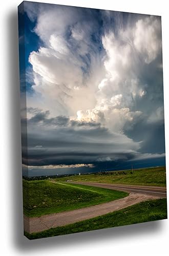 Miniatura 5 de Storm Canvas Wall Art (Ready to Hang) Vertical Gallery Wrap of Supercell Thunderstorm Updraft Over Highway on Stormy Spring Day in Kansas Sky