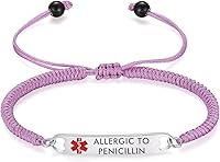Vista 98 de mnmoom Pulseras de alerta médica para mujer, pulseras de identificación médica de corazón de acero inoxidable con grabado gratuito