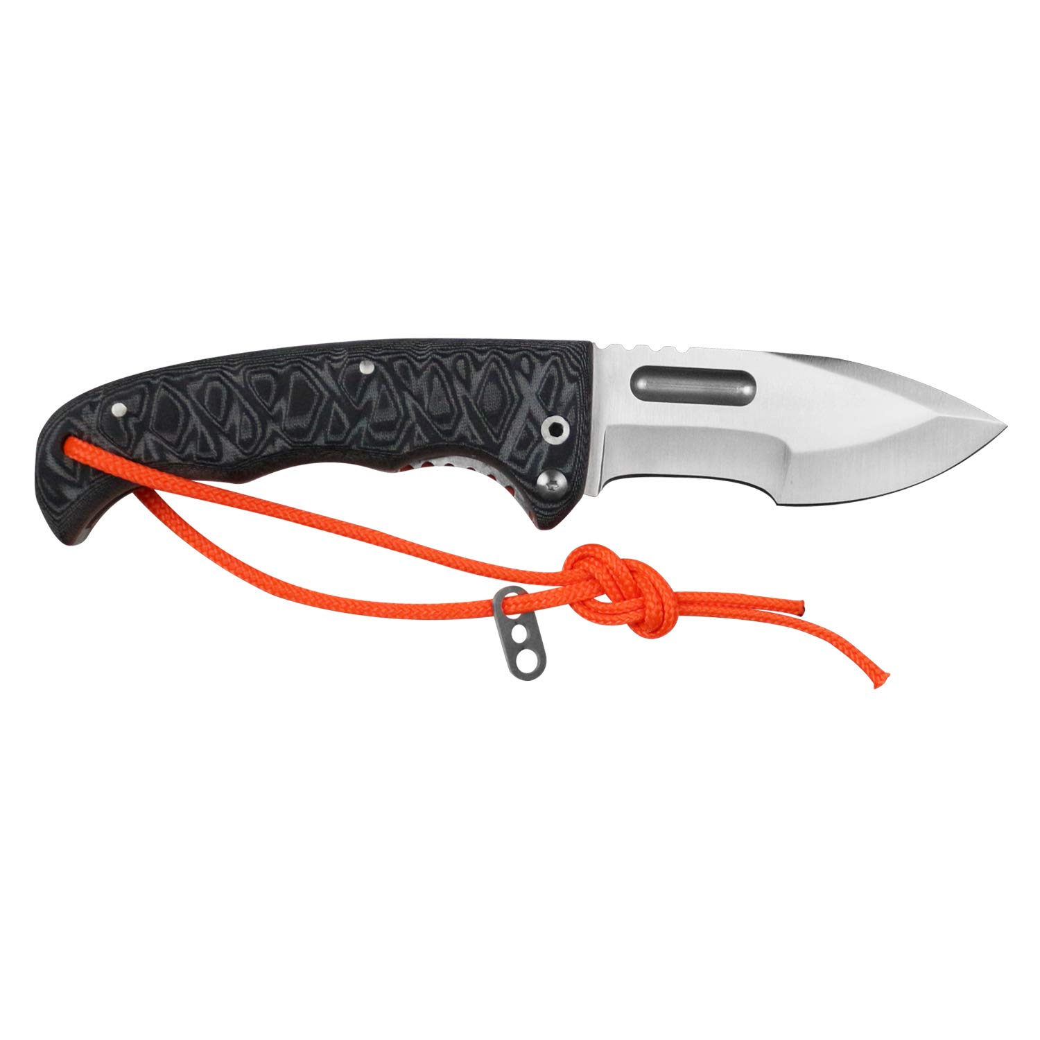 iFIELD EL29120 Coltello da caccia pieghevole Bushcraft Sopravvivenza Escursionismo Campeggio, lama in acciaio inox MOVA-58 con Micarta Handle con separatore arancione, Made in Albacete (Spagna)