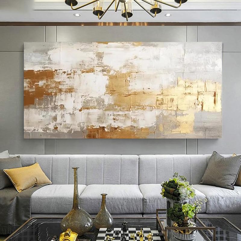 Tableau abstrait moderne pour grand salon élégant, toile 45x90 cm encadrée