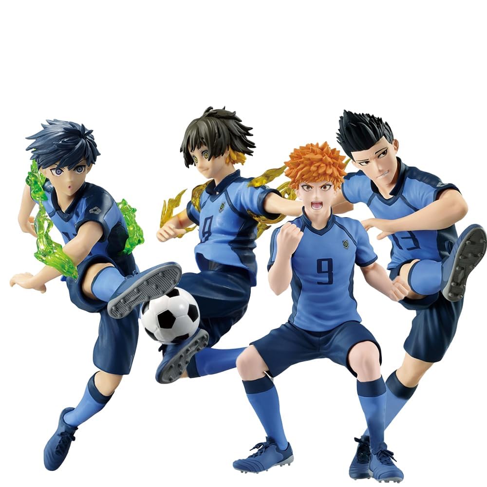 4PCS Figures Model Anime Bachira Meguru/Isagi Yoichi/Barou Shouei/Kunigami Rensuke Figurine PVC Kicking Soccer Position Character Statue Collectible Sculpture Decorations