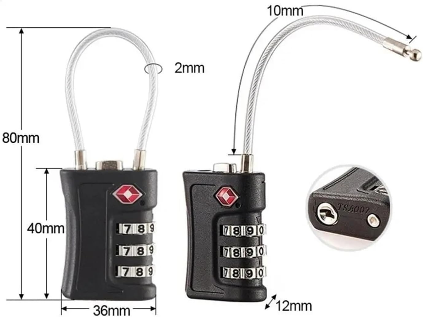 Customs Colorful Code Lock for Travel Luggage Password Changeable Contrast Color Design Padlock Cabinet Locker(Black 1)
