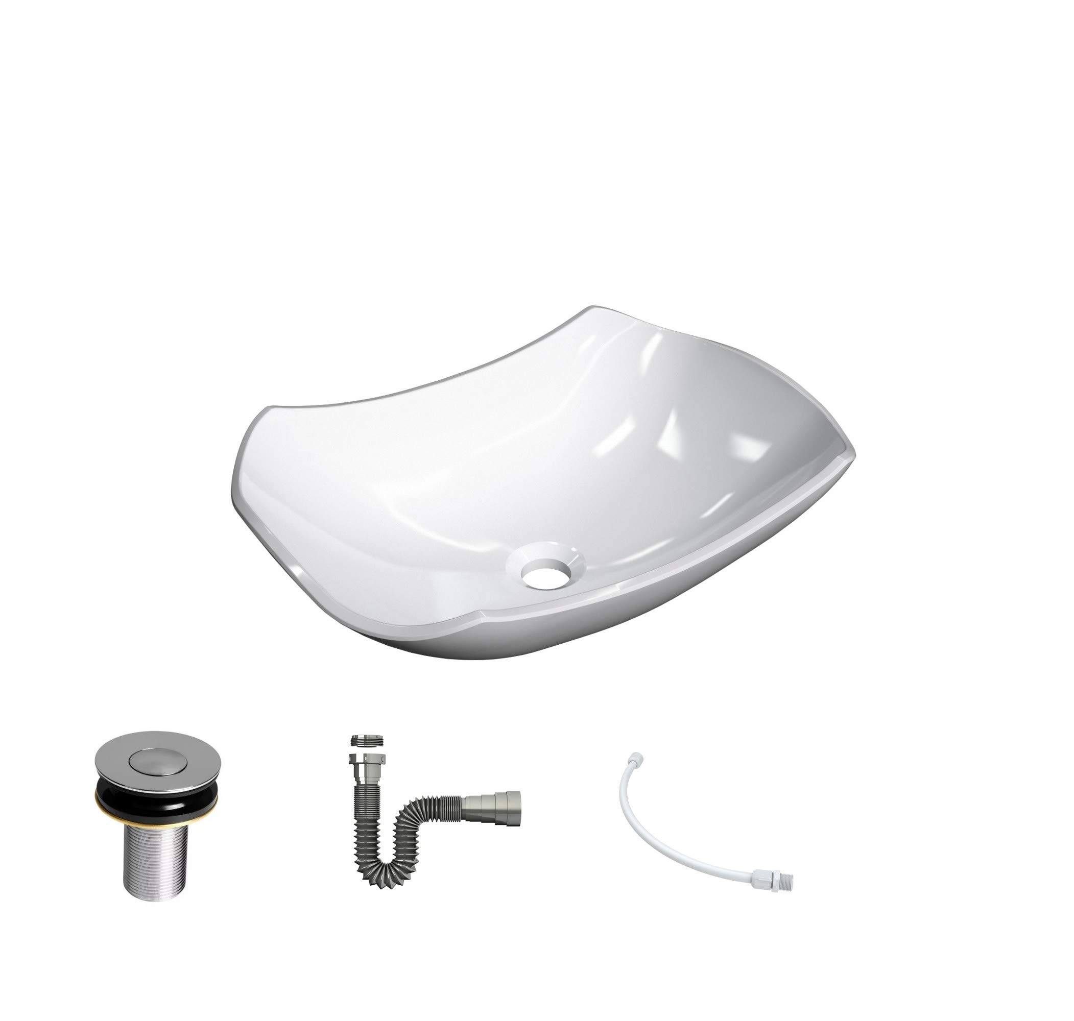 Kit Cuba L42 CVálvula Click 1B (2,6cm) + Sifão Cromado + Flexível Branca