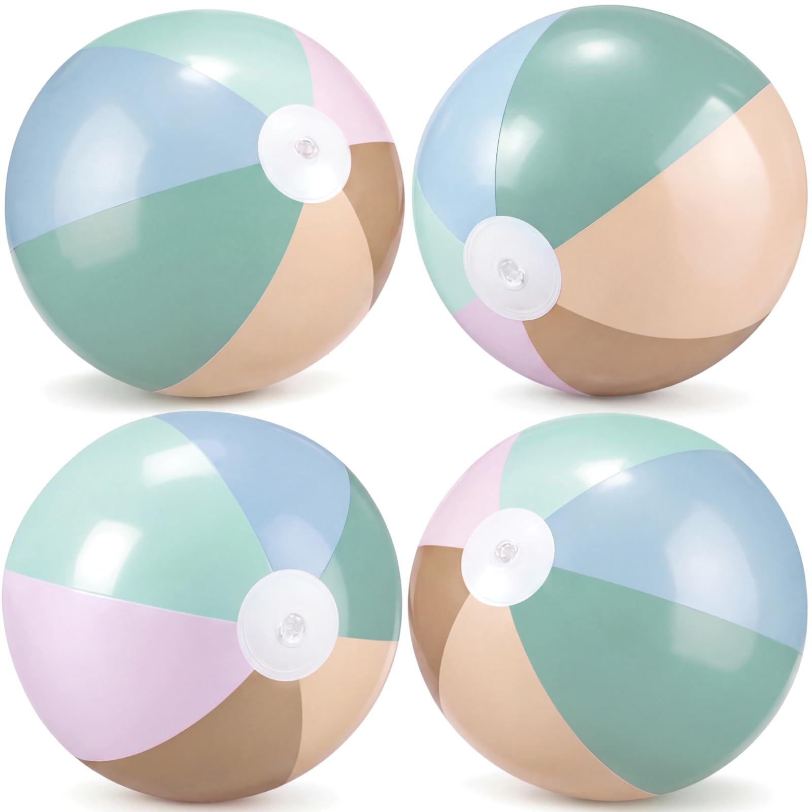 MiniInflat 4 Pack Pastel Beach Balls,6-Color Morandi,16 Inch